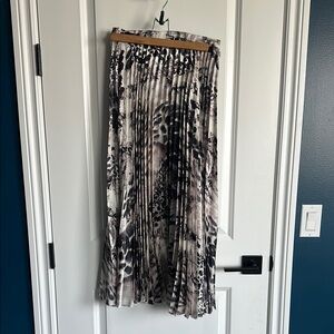 ASOS Black Lavender and White Maxi A-line Skirt with Pleats